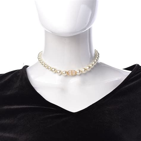 dior pearl choker|christian dior choker necklace gold.